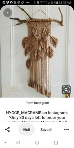 the instagram page for macrame on instagram