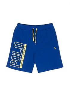 royal blue cotton blend signature Polo Pony motif logo print at the leg elasticated drawstring waistband two side slit pockets Polo Ralph Lauren Kids, Polo Pony, Ralph Lauren Kids, Kids Logo, Printed Drawstring, Drawstring Shorts, Drawstring Waistband