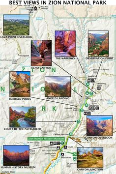 the best views in arizona national park map with pictures and directions to hike through them