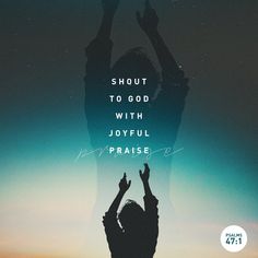 a person raising their hands up with the words about to god with joyful praise