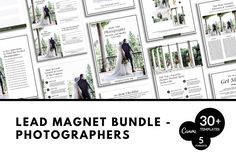 a bunch of wedding photos with the words lead magnet template for photographers