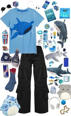 Shark Outfit Ideas, Shark Shirt Aesthetic, Shark Aesthetic Outfits, Shark Themed Outfit, Silly Outfit Ideas, Shark Core Outfits, Fishcore Outfit, Roblox Shark Outfit, Sharkcore Outfits