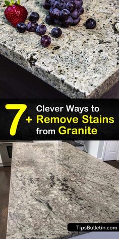 7+ Clever Ways to Remove Stains from Granite Cleaning Granite, Cleaning Granite Countertops, Red Wine Stain Removal, Granite Cleaner, How To Clean Granite, Remove Oil Stains, Baking Powder Uses, Household Cleaning Products, Clean And Organize