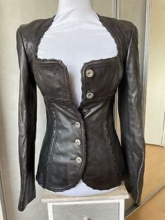 ALAIA Gorgeous Leather Corset Bustier Jacket. Vintage. Size 38. Rare model.  | eBay 1940s New York Fashion, Timeless Leather Jacket, Blaxploitation Fashion, Jacket Types Women, Industrial Era Fashion, Vintage Archive Fashion, Cool Leather Jackets, Clothes With Corset, Leather On Leather Outfit