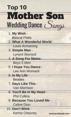 top 10 mother son wedding dance songs for the bride and groom to play on their wedding day