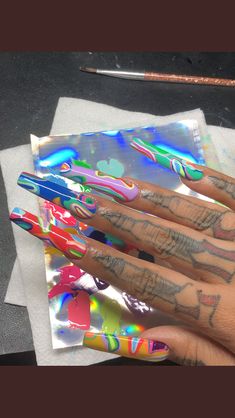 Hippie Nails, Pedicure Designs, Drip Nails, Vibrant Nails, Exotic Nails, Long Square Acrylic Nails, Bling Acrylic Nails, Summer Acrylic Nails, Glam Nails