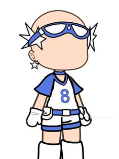 an image of a cartoon character with glasses and soccer gear on his face, standing in front of a white background