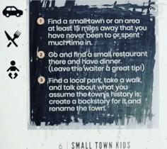 a sign with instructions on how to eat and drink in small town kids's restaurant