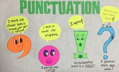 an image of punctuation poster with four different types of people talking to each other