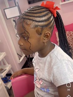 Kid Hairstyles Ponytails, Simple Christmas Hairstyles For Kids, Hairstyles For Black Girls Kids Braided, Back To School Hairstyles Cornrow, Lemon Aid Braids, Cute Hairstyles For Black Kids 9-10, Kids Feed In Braids Hairstyles, Children Hairstyles Black For School, Braided Up Ponytail For Kids