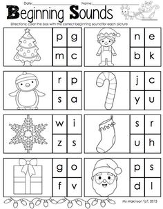 the beginning sounds worksheet for christmas with pictures and words to help students learn how to