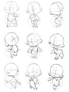 how to draw cartoon characters with different poses and expressions for the character's head