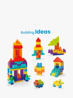 an advertisement for building ideas featuring toys