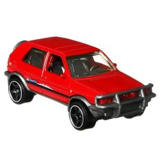 a red toy car on a white background