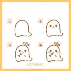 the steps to draw a ghost with numbers and symbols for each character in this step - by - step drawing lesson