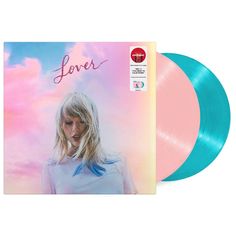 a blue and pink colored vinyl album with the word love on it's cover