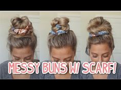 Hairstyles For Long Hair Braids, Easy Messy Buns, Hair Scarf Tutorial, Long Hair Braids, Hair Styles For Dirty Hair Quick, Summer Hairstyles For Long Hair, Hairstyle Youtube, Scarf Summer, Messy Buns