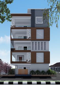 an artist's rendering of a three story apartment building with balconies and balconies on the second floor