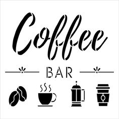 the coffee bar sign is black and white with different types of coffees on it