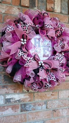 Handmade Deco Mesh Breast Cancer Awareness Wreath with beautiful colors of pink and black base with embellishments of quality wired ribbon tails pink and black Leppard print and light pink.Flex tubing pink and black with white berriesand the metal sign Gnome that says Hope for the front door, home decor or a gift for a loved one.  Put a little love in your cart for it is time to decorate to welcome friends and family.  This seasonal wreath is ready to ship and freight is determined by your zip code, the weight and the size of your box. If you do not have an account you can also shop as a Guest. Once you complete your order be sure to take a moment to verify your order to make sure your address is correct , Please be aware that I can not ship to P.O. boxes.  Verify your card number, expirat Baby Wreath For Hospital Door, Front Door Pink, Awareness Wreath, Month Of October, Seasonal Wreaths, Wired Ribbon, Zip Code, Door Wreath Hanger, Deco Mesh