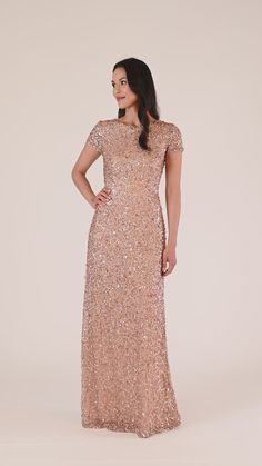 Scoop Back Sequin Gown In Rose Gold – Adrianna Papell Sequin Evening Dress, Light Pink Dress, Long Gowns, Sequin Evening Dresses, Sequin Gown, Beaded Gown, Going To The Chapel, Long Gown, Adrianna Papell