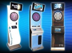 three different types of electronic gaming machines in front of a blue background with the words rapid spin on it