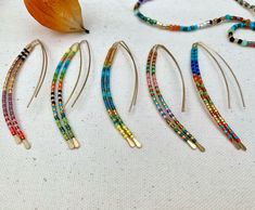 Cheap Colorful Beaded Metal Earrings, Bright Accessories, Stringing Beads Jewelry, Colorful Beaded Metal Earrings, Minimalist Colorful Beaded Earrings, Unique Colorful Beaded Summer Earrings, Multicolor Metal Beaded Earrings, Tila Bead Earrings, Beaded Jewelry Earrings