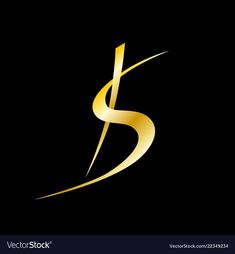 the letter s in gold color on a black background