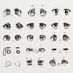 an image of various types of eyes drawn in pencil on white paper with black ink