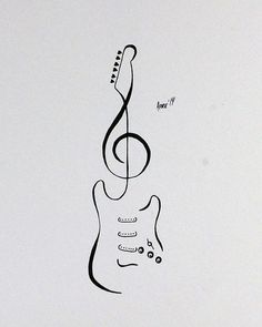 a drawing of a guitar with a treble