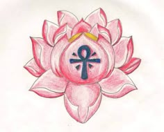 a drawing of a flower with an anchor on it's center and a cross in the middle