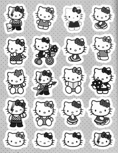 the hello kitty stickers are all different colors and sizes, but one is white