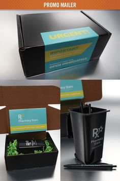 an open box with business cards in it and the packaging inside is shown on top