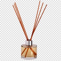 an orange and white reed diffuser on a transparent background