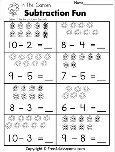 the subtraction fun worksheet for kids to practice subtraction numbers