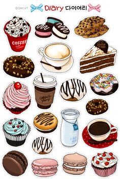 a bunch of different types of cupcakes on a white background with the words diary cloloe