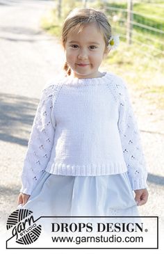 Drops Design Knitting Free, Daisy Fields, Kids Sweater Pattern, Kids Knitting Patterns, Jumper Knitting Pattern, Toddler Sweater, Crochet Squares, Tutorial Video