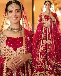 Dress Ideas Pakistani, New Bridal Dresses, Baju Kahwin, Denim Style Casual, Pakistani Bridal Makeup, Red Bridal Dress, Shadi Dresses, Bride Dress Simple, Iqra Aziz