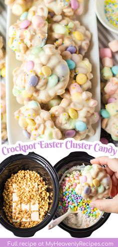 crockpot easter clusterer candy recipe with marshmallows and pretzels