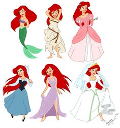 the little mermaids are all dressed up for their wedding day disney princesses, person,