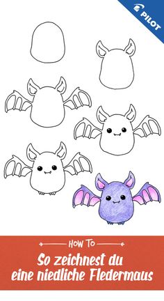 the instructions for how to draw a cartoon bat