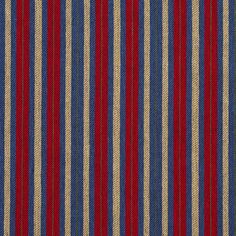 a red, white and blue striped shirting material with vertical stripes on it's surface