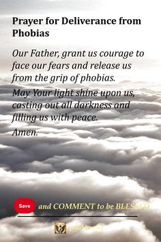 Prayer for Deliverance from Phobias Prayer For You, Overcoming Fear, Dear Lord