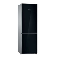 a black refrigerator freezer sitting on top of a white wall