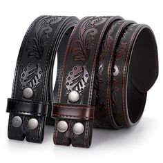 PRICES MAY VARY. [ WESTERN BELT WITHOUT BUCKLE] 2 Pack western belt straps only, cowboy belt buckles NOT included. Western belts for men women are important western fashion for everyday wear, western wedding parties, rodeo events, horse shows, country concerns, Halloween costumes. [ SECOND LAYER LEATHER WESTERN BELT] Mens western belt are made of second layer cowhide leather (softer portion of the hide, not the top grain) and feature beautiful embossing crafted western pattern on the strap. With Country Belt Buckles, Cowboy Attire, Country Belts, Cowgirl Belt, Retro Cowgirl, Cowboy Belt Buckles, Rodeo Events, Western Pattern, Cowgirl Belts