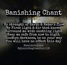 a dark background with the words banishing chart on it and an image of a tree in