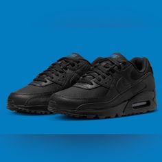 Nike Air Max 90 Black With Blue Detail Men’s Size 8 2022 Release Excellent Pre Owned Condition First And Last Photos To Show Style All Other Photos Of Actual Item Fast Shipping Nike Air Max 90 Black, Air Max 90 Black, Nike Air Max 90, Saucony Sneaker, Mens Shoes Sneakers, Black Nikes, All Black Sneakers, Black Blue, Air Max