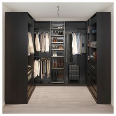 a walk in closet filled with lots of clothes