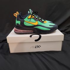 Excellent Condition Nike 270 Green, Nike Air Max 270 React, Air Max 270 React, 270 React, Shoes Nike Air, Nike Air Max 270, Nike Green, Air Max 270, Shoes Nike