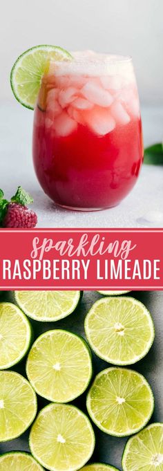 a strawberry limeade is garnished with fresh mint